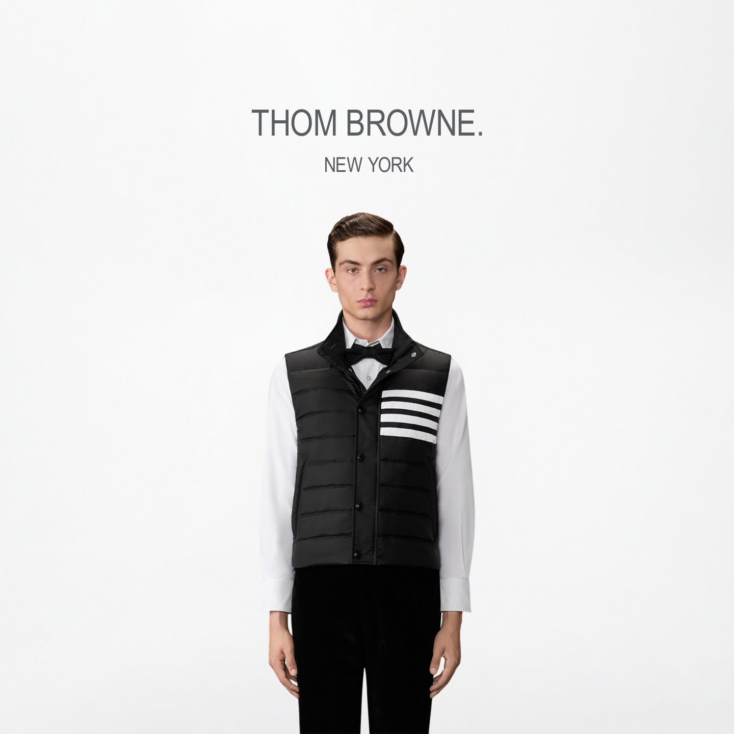 [秋冬新品]THOM BROWNE2025男士轻量四条纹羽绒服背心