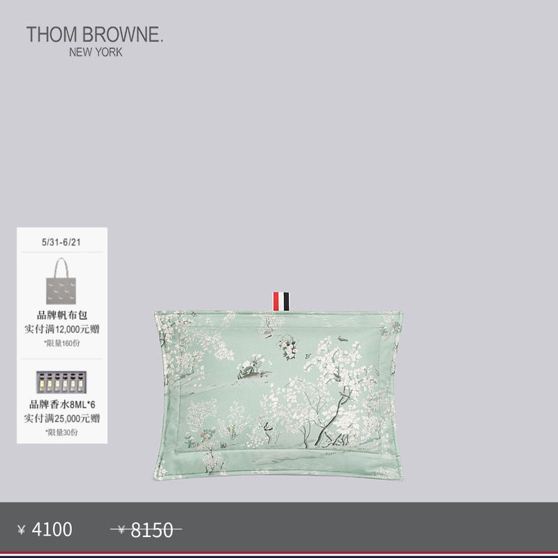 [春夏优惠]THOM BROWNE 印花丝绸枕式手包