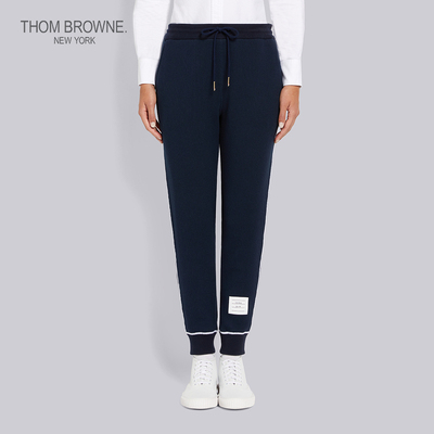 [特选优惠]THOM BROWNE 女士海军蓝色纯棉运动裤长裤卫裤