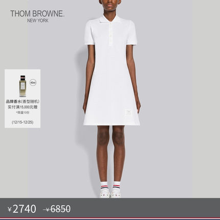 [秋冬优惠]THOM BROWNE 女士珠地罗纹垫衬网球裙连衣裙