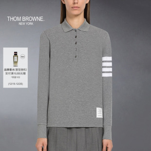 6期免息 四条纹棉质长袖 THOM 男女同款 POLO衫 BROWNE