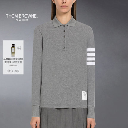 [6期免息]THOM BROWNE 男女同款四条纹棉质长袖POLO衫