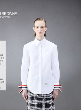 [6期免息]THOM BROWNE 女士白色耐久性牛津布宽松衬衫