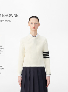 [6期免息]THOM BROWNE 女士经典四条纹羊毛圆领毛衣套头衫