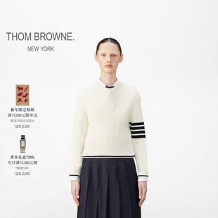 [6期免息]THOM BROWNE 女士经典四条纹羊毛圆领毛衣套头衫
