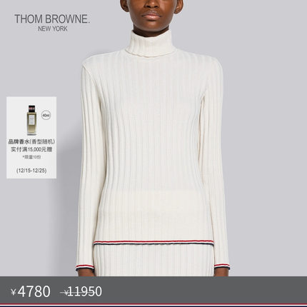 [秋冬优惠]THOM BROWNE 女士罗纹羊绒高领针织衫上衣