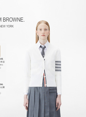 [6期免息]THOM BROWNE 女士经典轻薄四条纹V领修身针织开衫