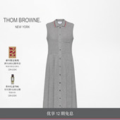 12期免息 明星同款 THOM BROWNE 女士2025华夫格POLO百褶连衣裙