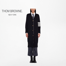[五折优惠]THOM BROWNE 女士经典四条纹棉针织V领薄开衫