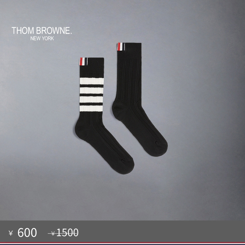 七夕礼物四条纹羊毛中筒袜