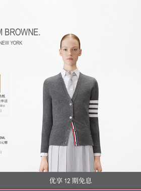 [12期免息][典彩系列]THOM BROWNE 女士四条纹羊绒修身开衫