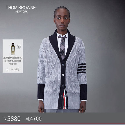 [秋冬优惠]THOM BROWNE 女士四条纹美利奴羊毛长开衫毛衣