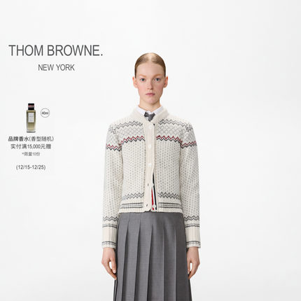 [6期免息]THOM BROWNE2025秋冬女士费尔岛提花针织开衫