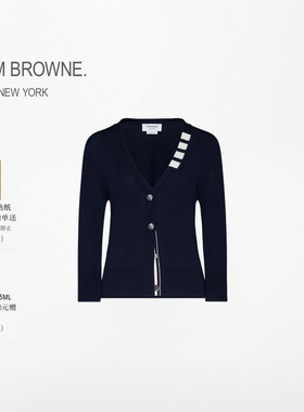 [6期免息]THOM BROWNE 女士轻薄棉质四条纹V领开衫