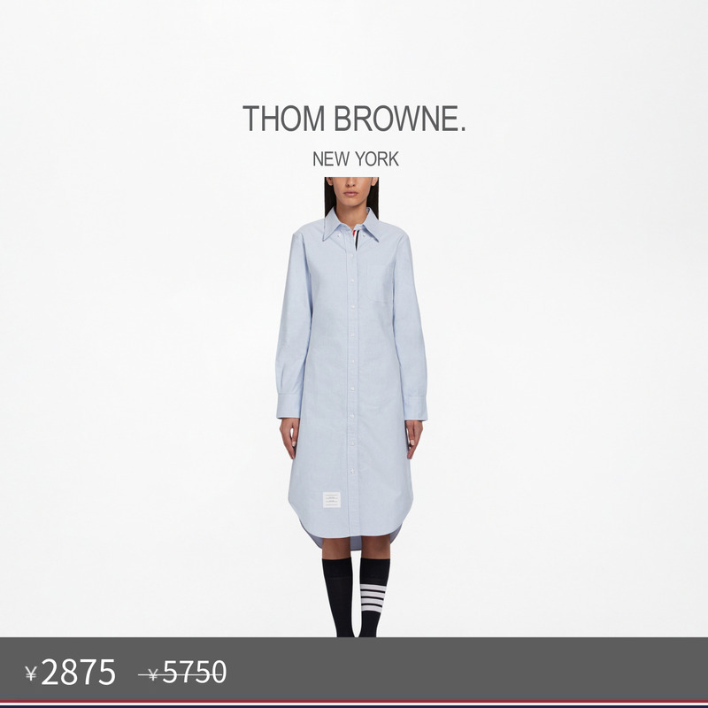[五折优惠]THOM BROWNE 女士棉牛津布衬衫裙连衣裙