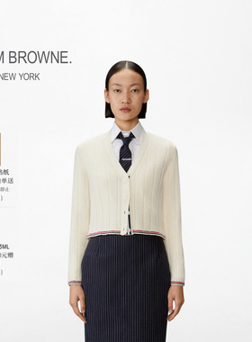 [6期免息]THOM BROWNE女士秋冬针织羊毛V领开衫