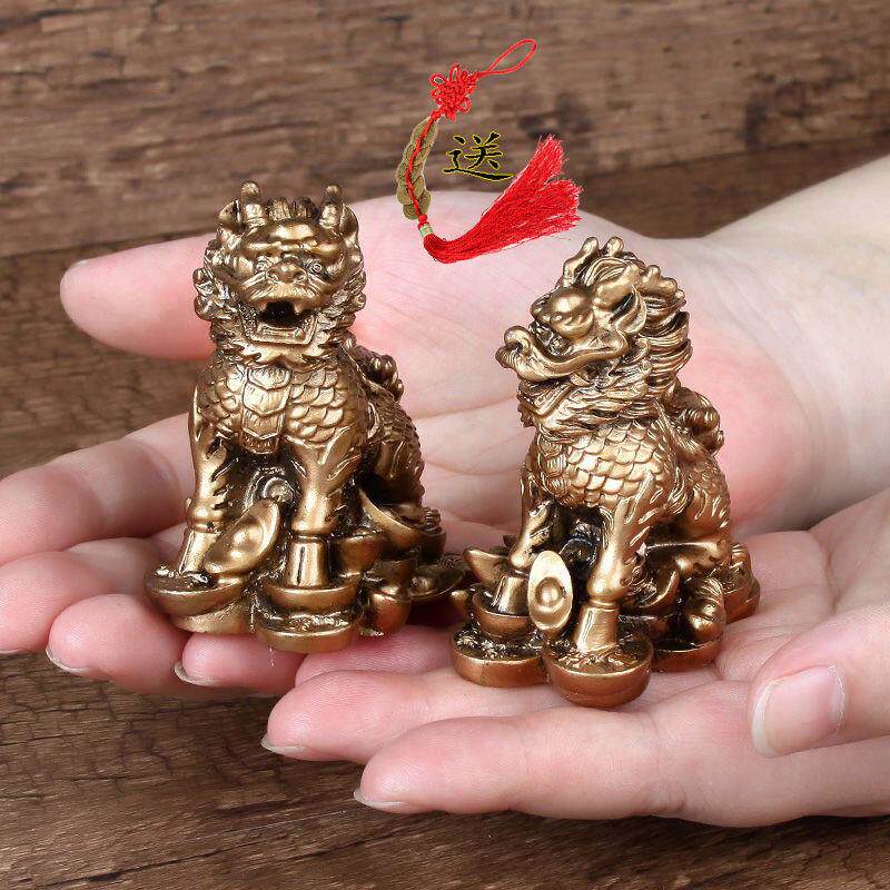 日本麒麟摆件一对火麒麟家居客厅电视柜酒柜卧室阳台装饰摆设工艺