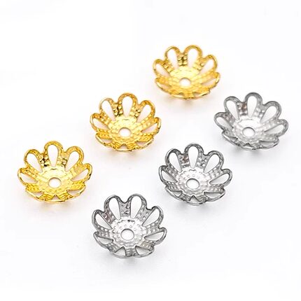 钢本diy饰品不锈钢配件7mm镂空花托花帽手链项链串珠钛钢手工材料