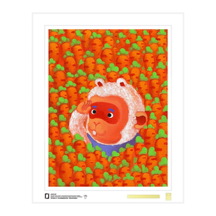 陈建周亲笔签名版画《七十二变白兔萝卜》限量99版悟空潮流客厅