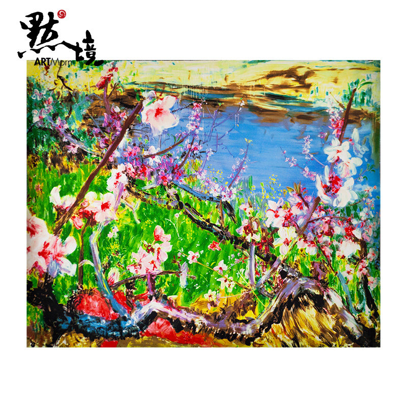 默境周春芽丝网版画江南桃花限量99版艺术家亲笔签名潮流名家收藏