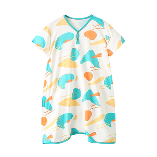 婴儿睡袍夏季薄款竹纤维儿童睡裙春秋宝宝睡衣防踢防着凉男童女童