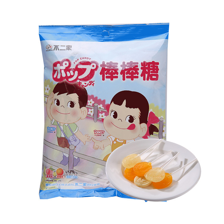 沃集鲜不二家棒棒糖蜜桃味香橙味香醇牛奶味91.5g15支沃尔玛代购