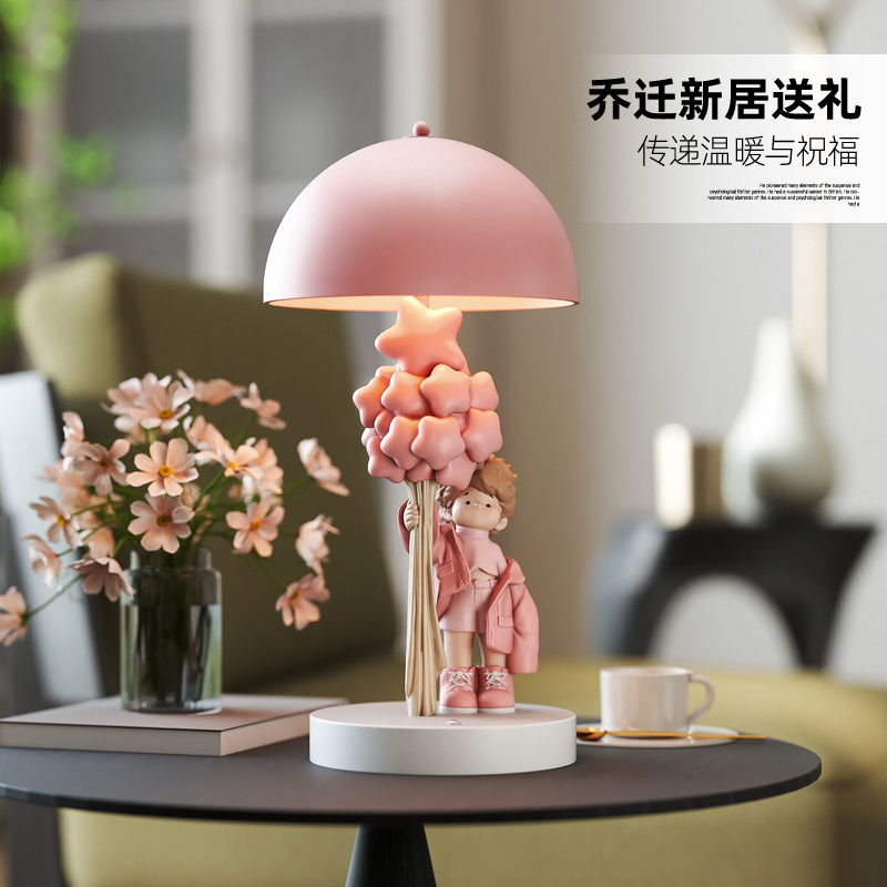 轻奢男孩台灯摆件客厅玄关儿童卧室床头小夜灯高级感圣诞生日礼物