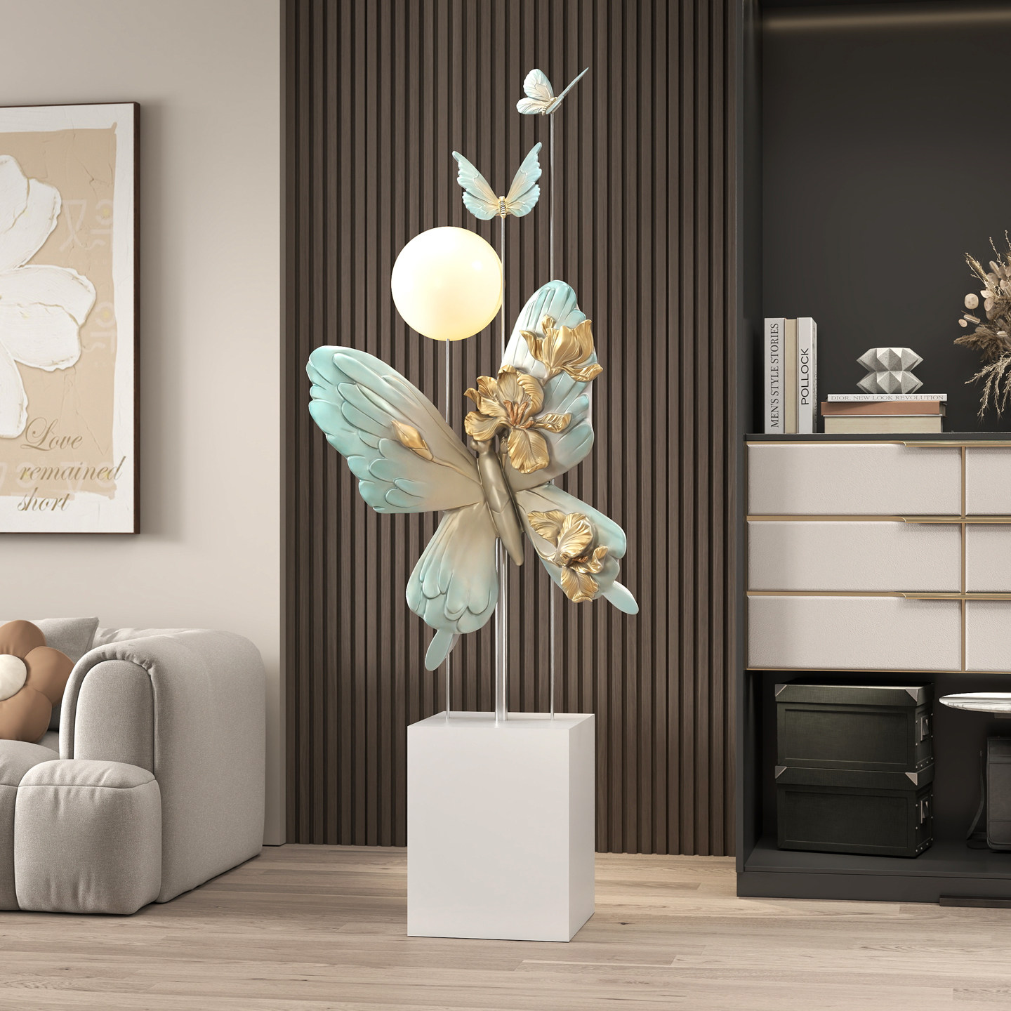 现代简约蝴蝶落地灯摆件家居饰品客厅电视柜沙发旁装饰品乔迁新居