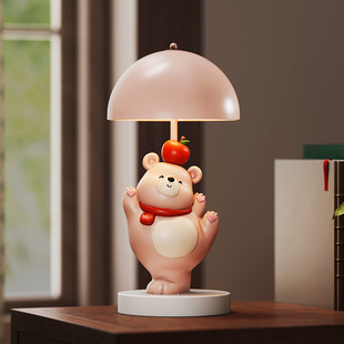 平安喜乐小熊桌面摆件卧室床头氛围灯儿童房间装饰品女孩生日礼物