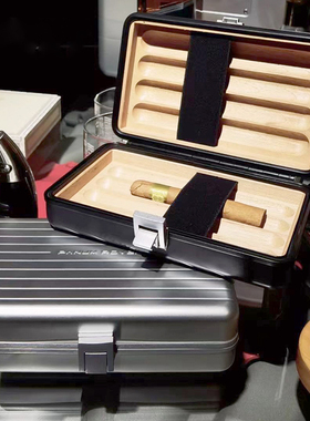 酷麦provo铝镁合金松木保湿盒黑色雪茄盒高档便携金属烟盒收纳盒