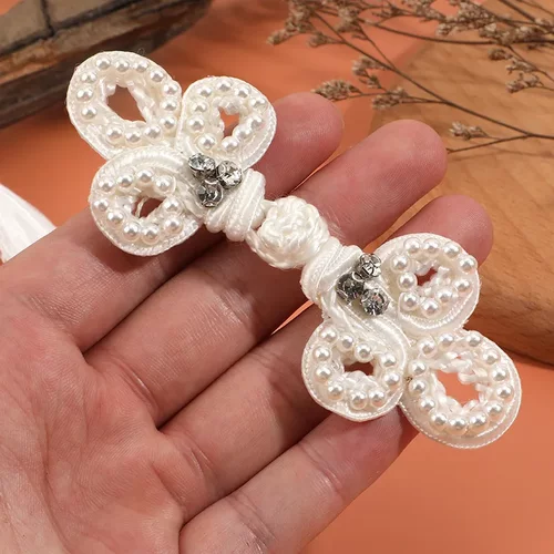 三叶流苏盘扣国风国潮中式礼服外套高档纯手工钉珠珍珠水晶装饰扣