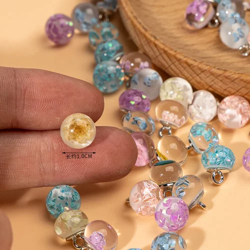 旗袍盘扣天然植物亮片透明纽扣复古唐装汉服装饰扣子树脂玉珠纽扣