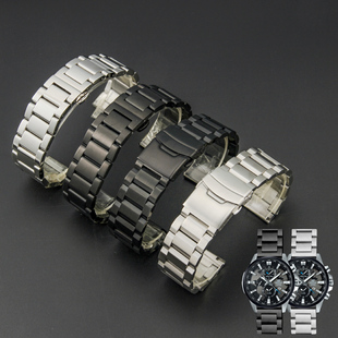 303DEQB 501EFS 303L 适用卡西欧手表带钢带EFR S500男表链22mm