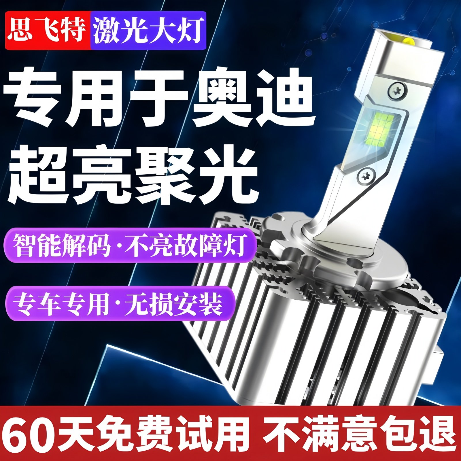 适用d3奥迪A4A6LA8Q5Q3Q7led大灯