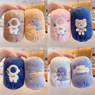 儿童防污耐脏袖套秋冬季刺绣卡通宝宝保暖套袖男童羽绒服毛绒护袖