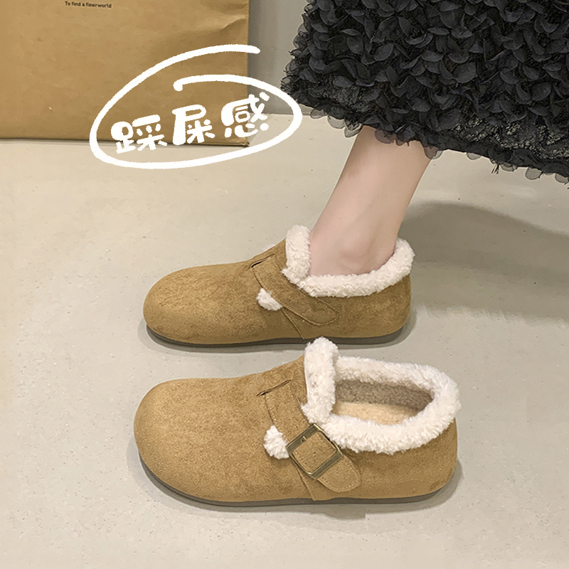 真皮勃肯鞋女冬季加绒加厚毛毛鞋