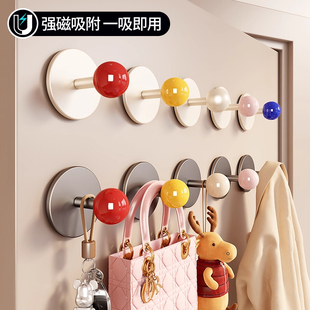 磁吸多巴胺门后悬挂衣帽挂包包钥匙收纳挂钩免打孔强力承重挂衣钩