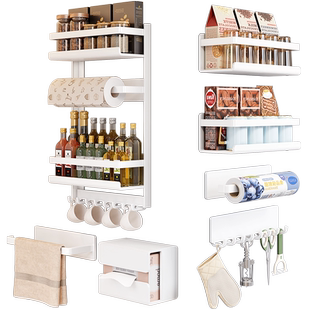 冰箱磁吸收纳佐料纸巾免打孔调料挂架厨房外侧面置物架洞洞板挂钩