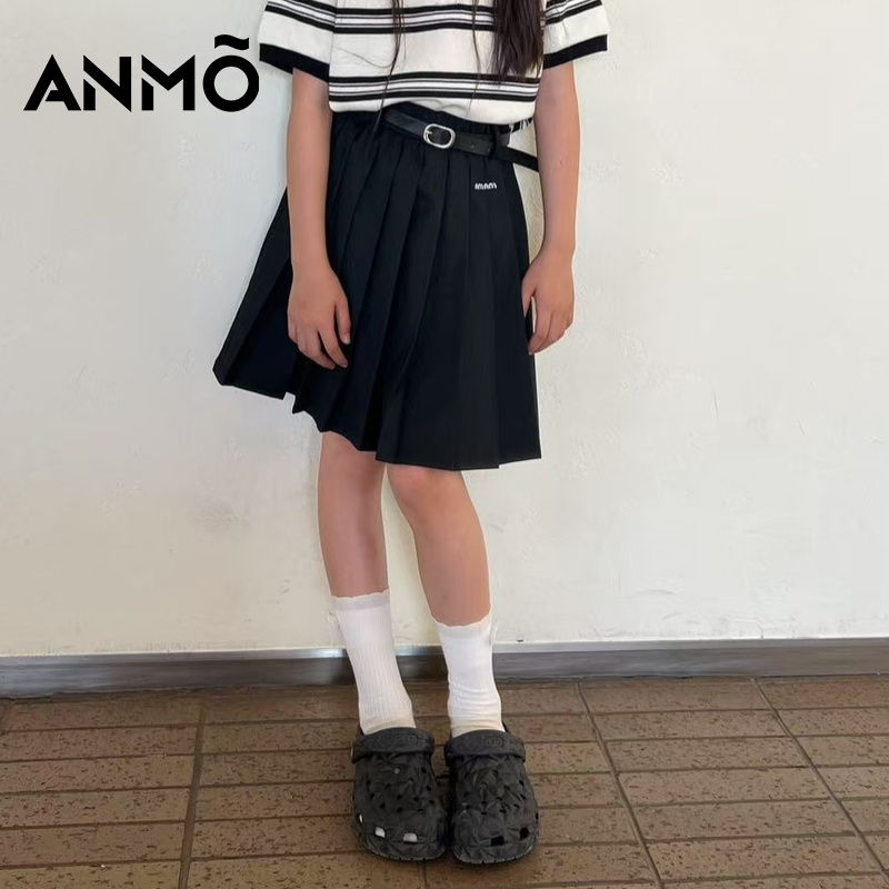 【商场同款】ANMO安墨女童百褶裙简约百搭学院风2025年夏季新款