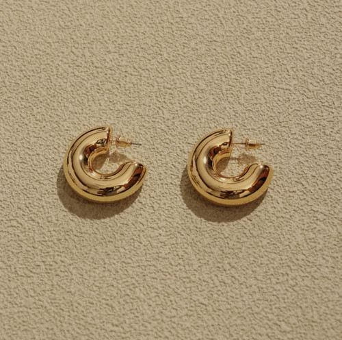 粗圈10mm耳圈18k金不掉色欧美ins