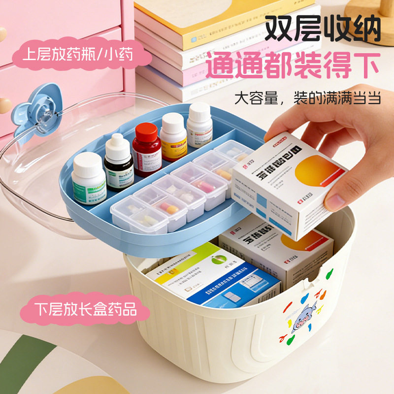 网红桌面发饰盒儿童卡通双层收纳发饰