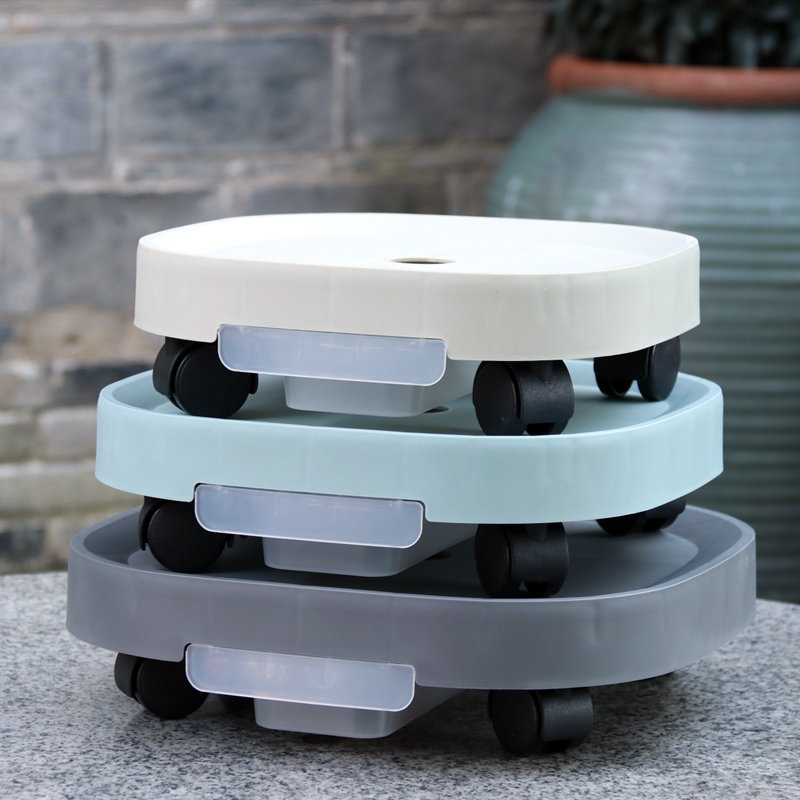 可移动花盆托盘底托刹车隐藏