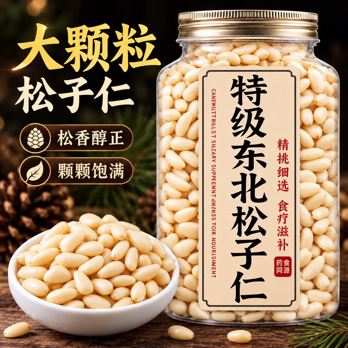 原味松子仁新大颗粒500g去壳即食