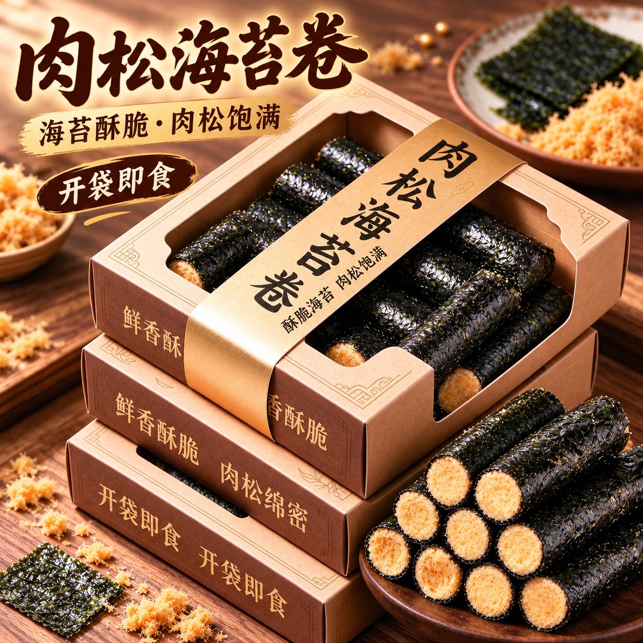 海苔卷肉松夹心卷紫菜网红小零食