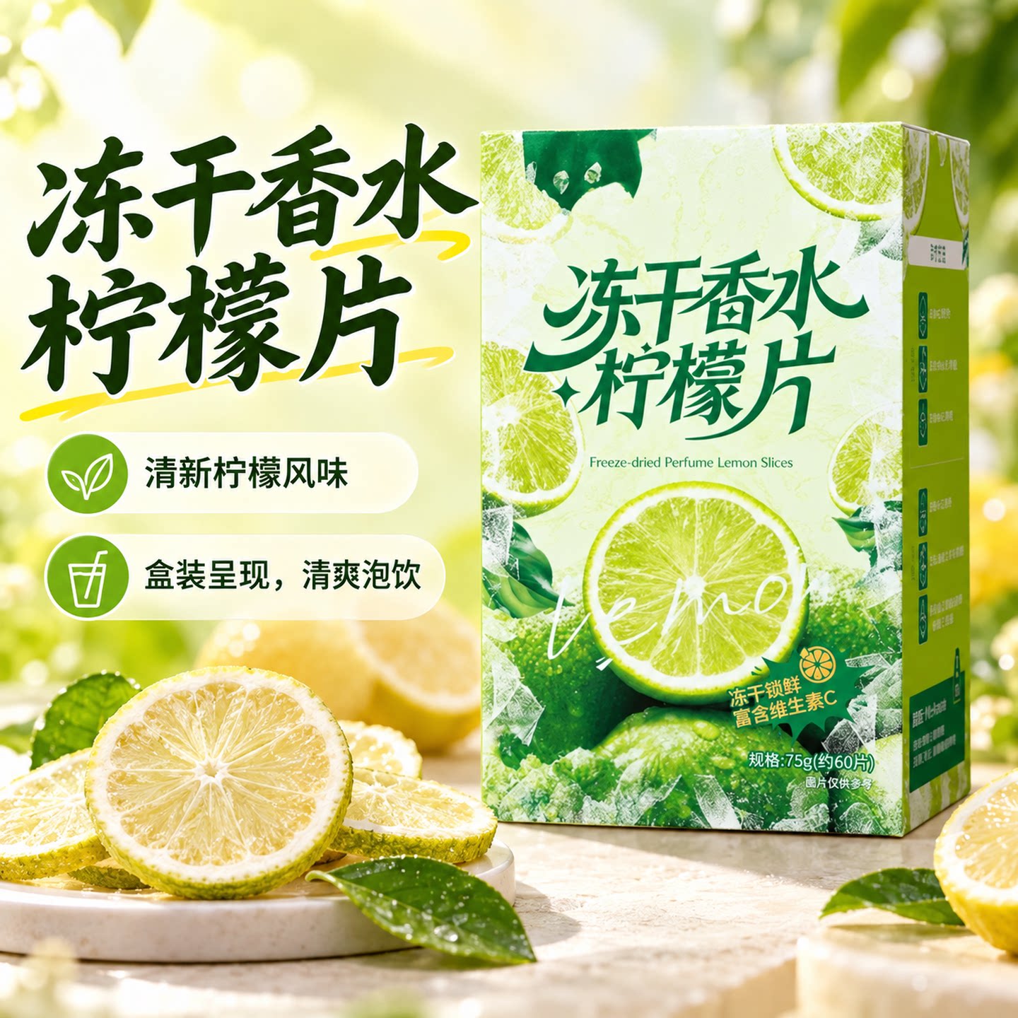 冻干香水柠檬片泡茶一片清爽柠檬