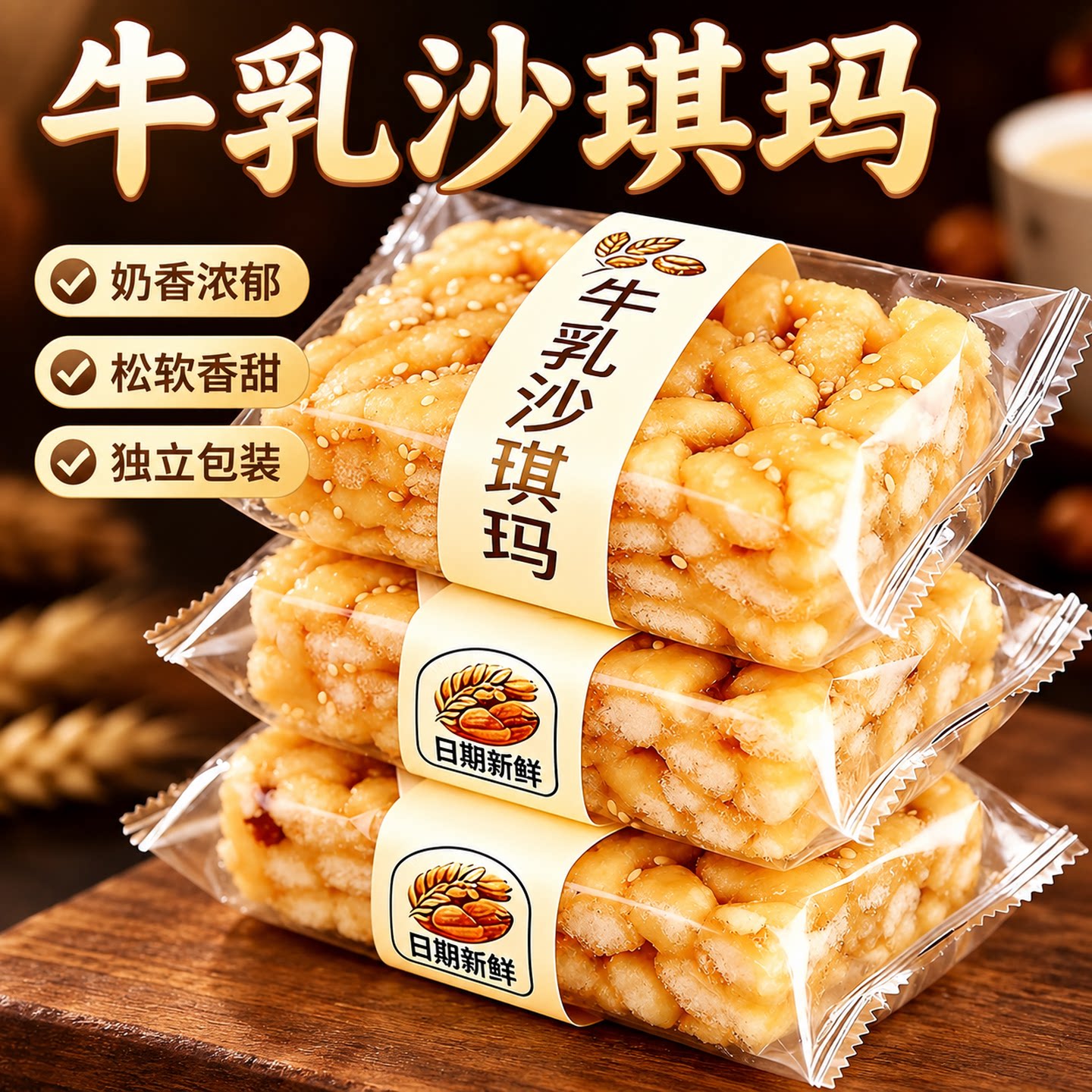 牛乳沙琪玛下午茶休闲食品糕点
