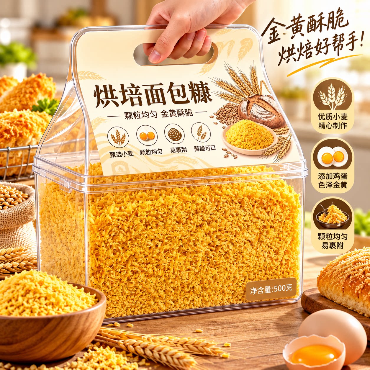 金黄酥香颗粒分明面包糠酥香外层