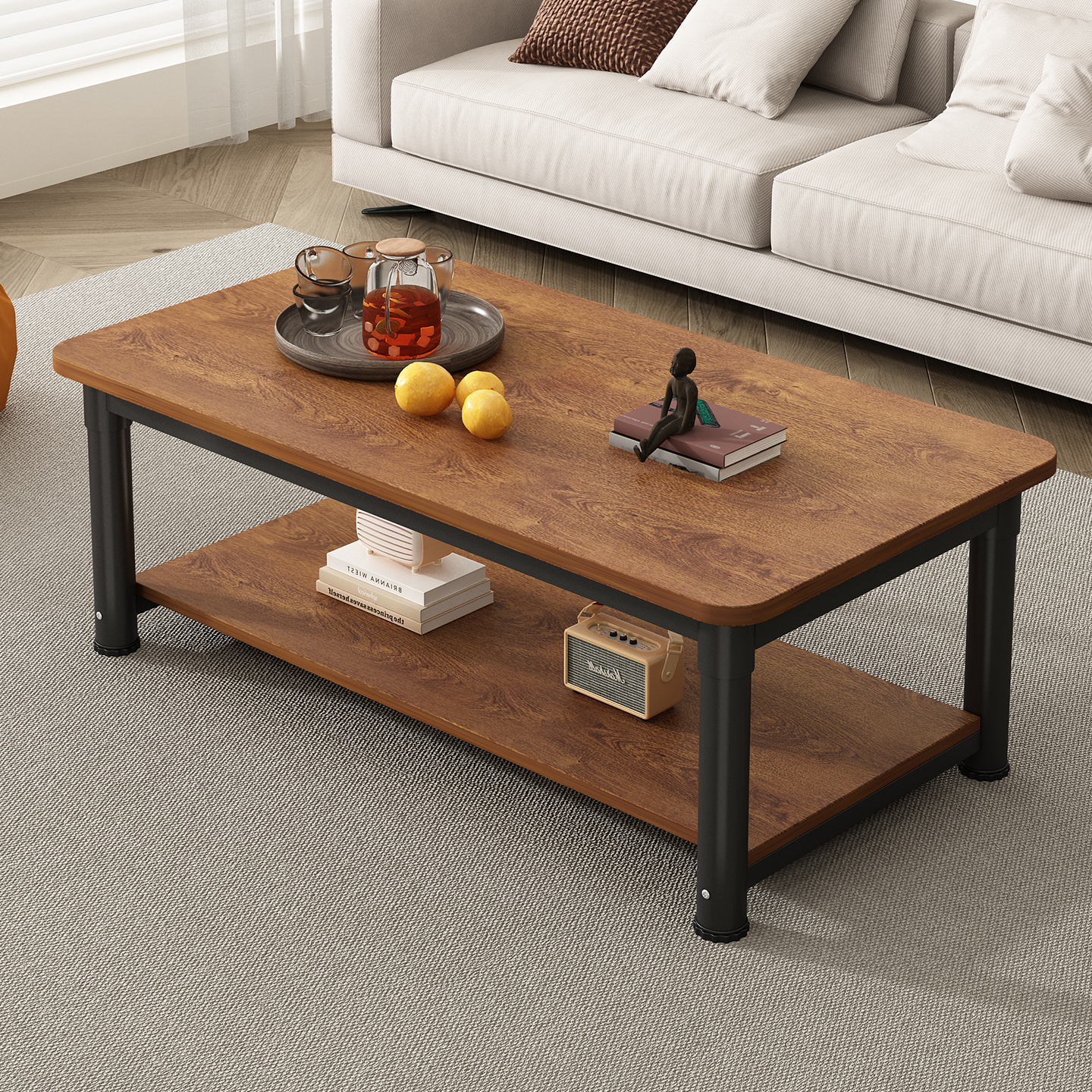 双层茶几办公室会客接待茶台极简小桌子客厅家用吃饭餐桌沙发边几