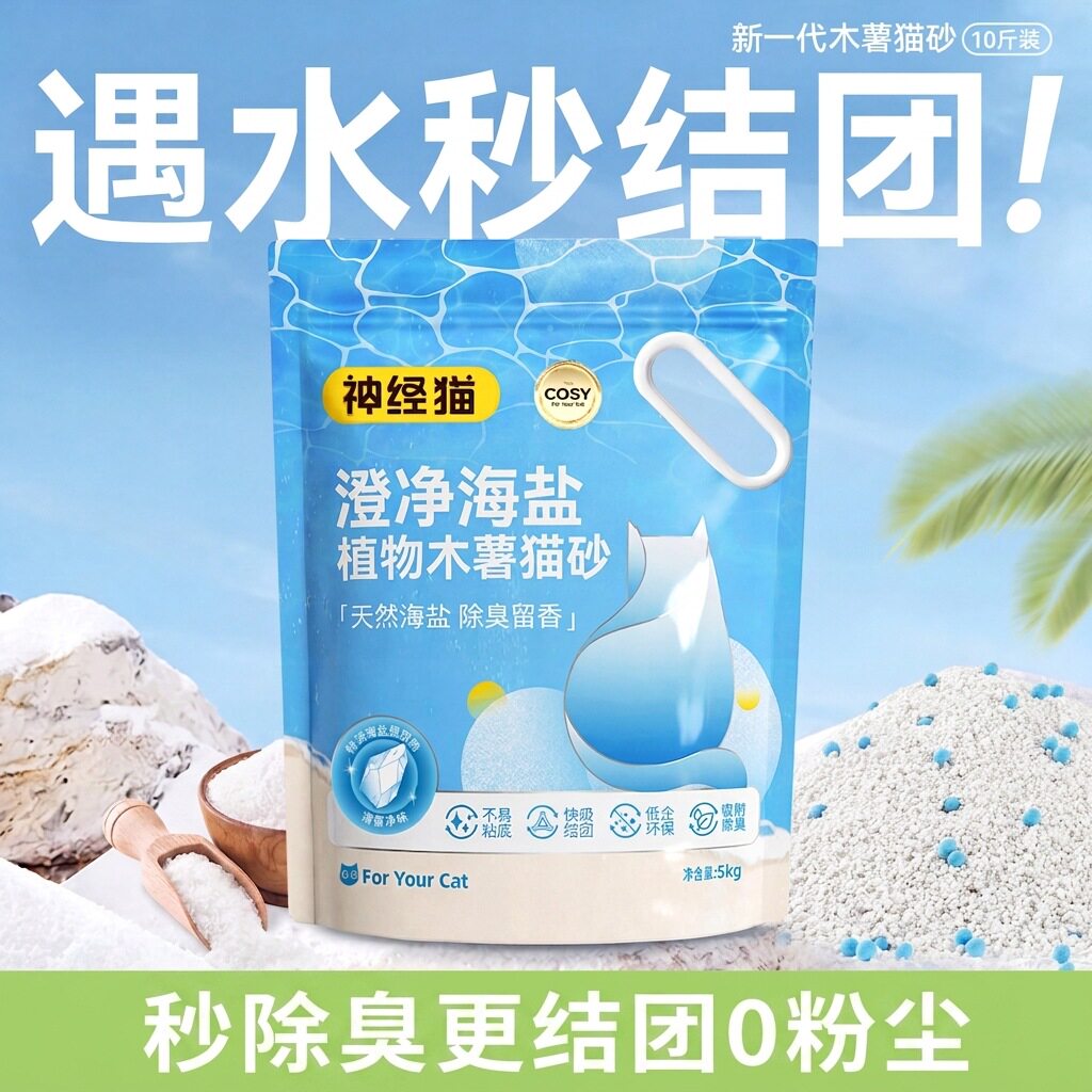 猫砂木薯沙海盐植物豆腐砂矿砂秒