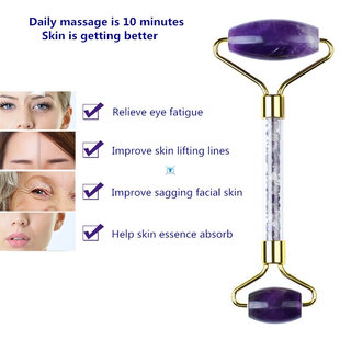 Amethyst Roller Facial Massager Natural Jade Quartz Scraper